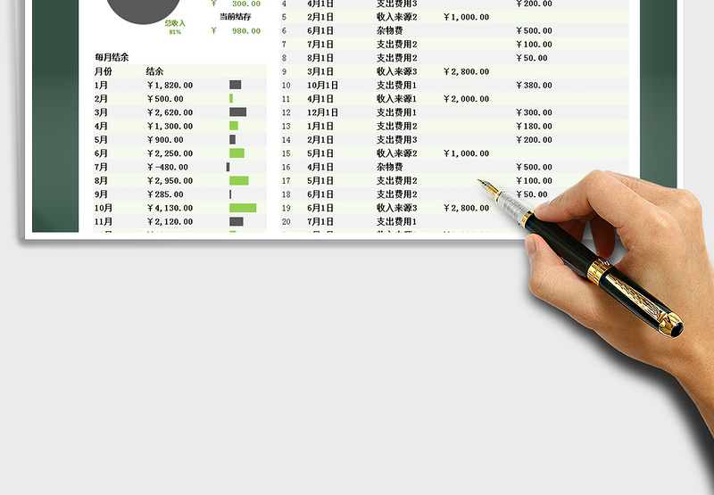 2025年年度现金收支记录表