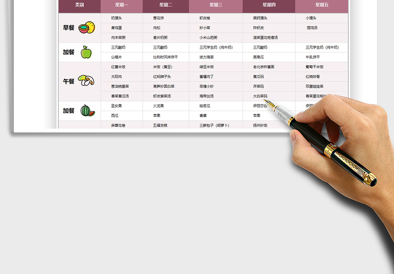 2025幼儿园每周食谱免费下载