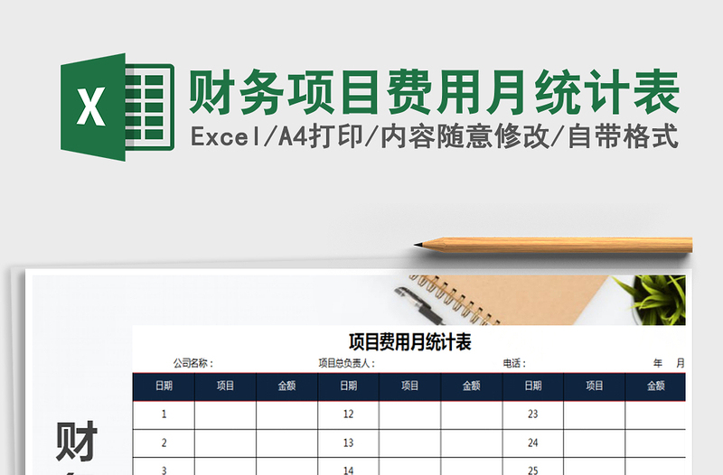 2025年财务项目费用月统计表