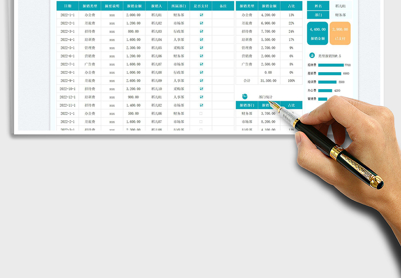 2025报销登记表-统计分析表免费下载