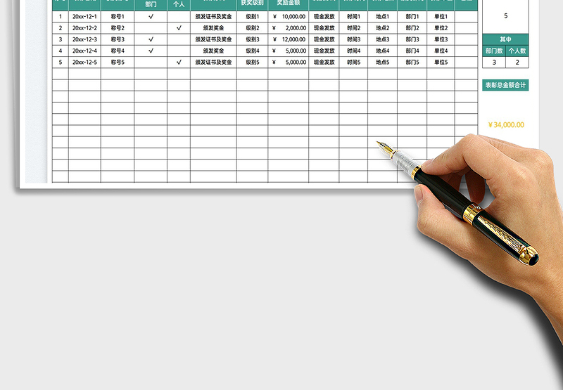 2025单位表彰情况统计表免费下载