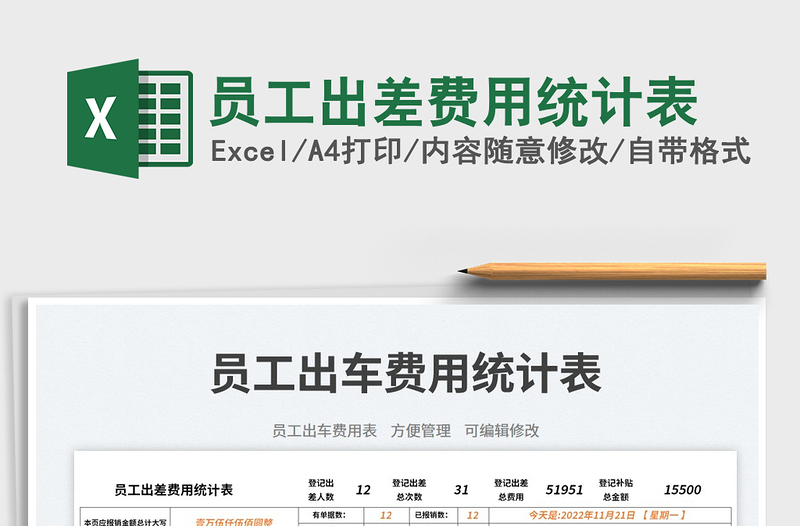 2025员工出差费用统计表免费下载