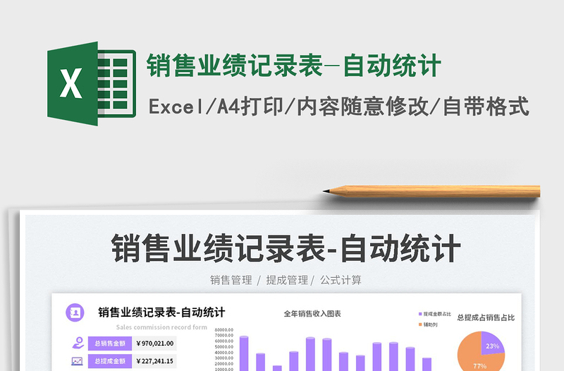 2025销售业绩记录表-自动统计免费下载