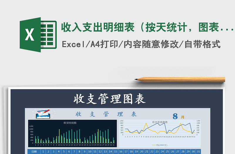 2025年收入支出明细表（按天统计，图表结合）