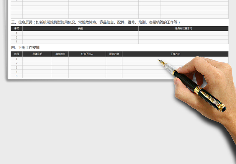 2025年售后人员周报表