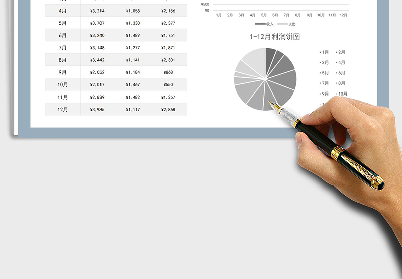 2025年1至12月收支利润数据图表