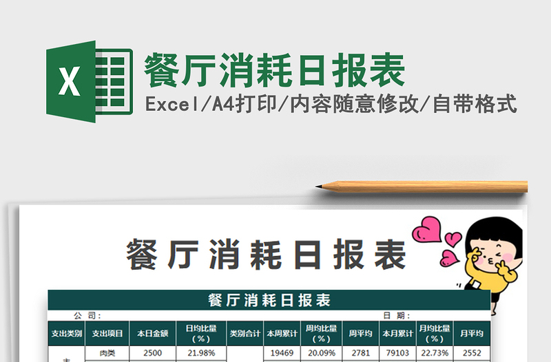 2025餐厅消耗日报表免费下载