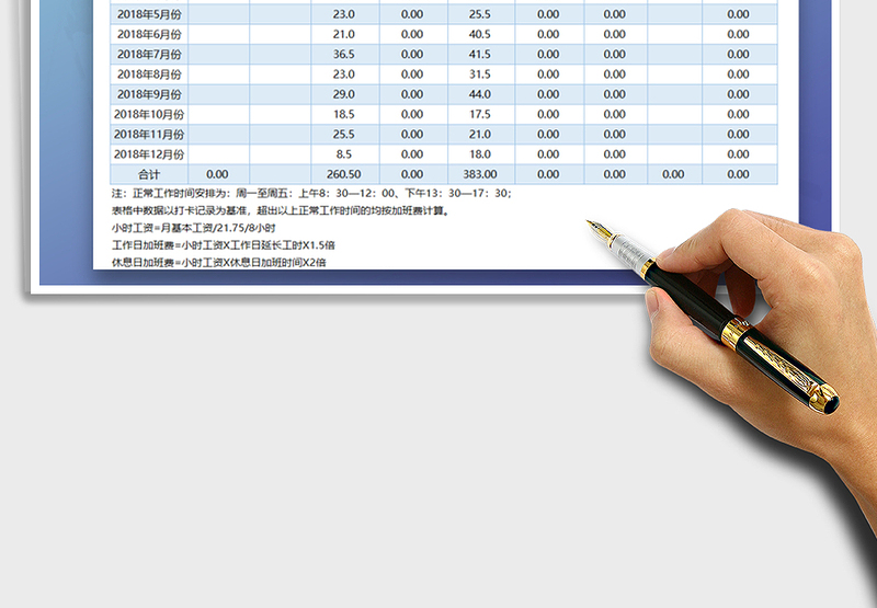 2025年加班费统计表免费下载