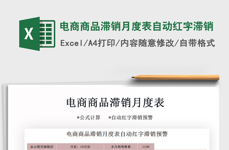 2025年电商商品滞销月度表自动红字滞销