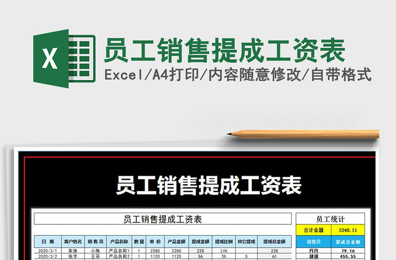 2025年员工销售提成工资表免费下载