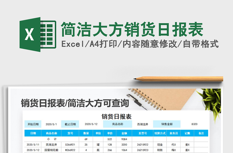 2025年简洁大方销货日报表