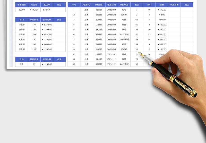 2025办公用品管理表免费下载