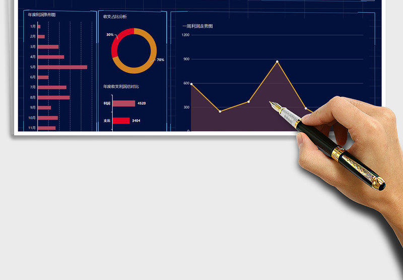 收支表年度收支数据统计看板表