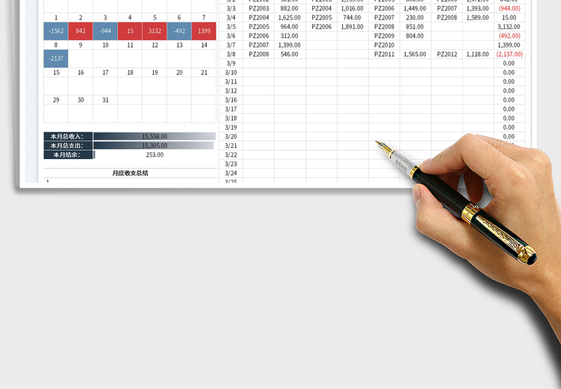 2025财务月度收支明细表免费下载
