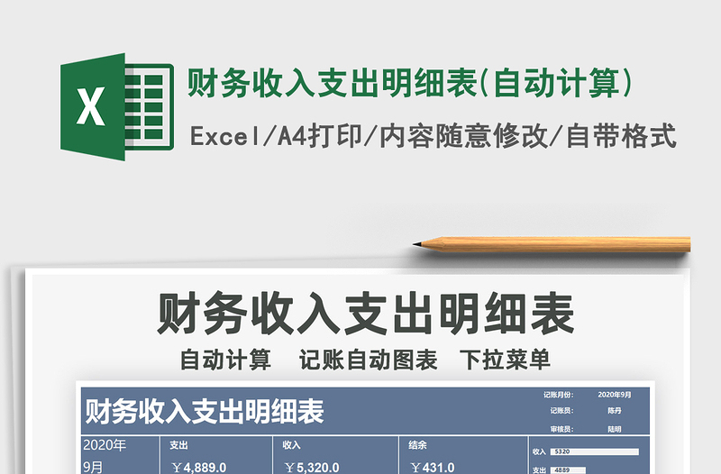 2025年财务收入支出明细表(自动计算)