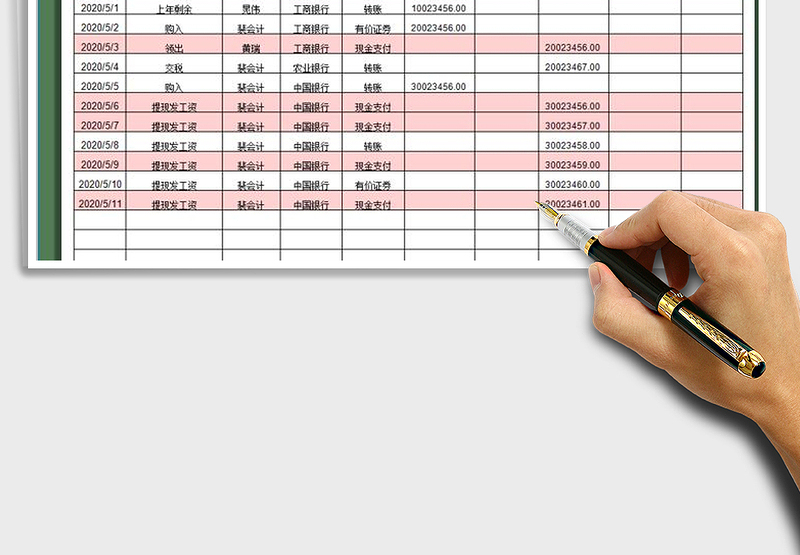 2025年收支记录表-自动颜色标识