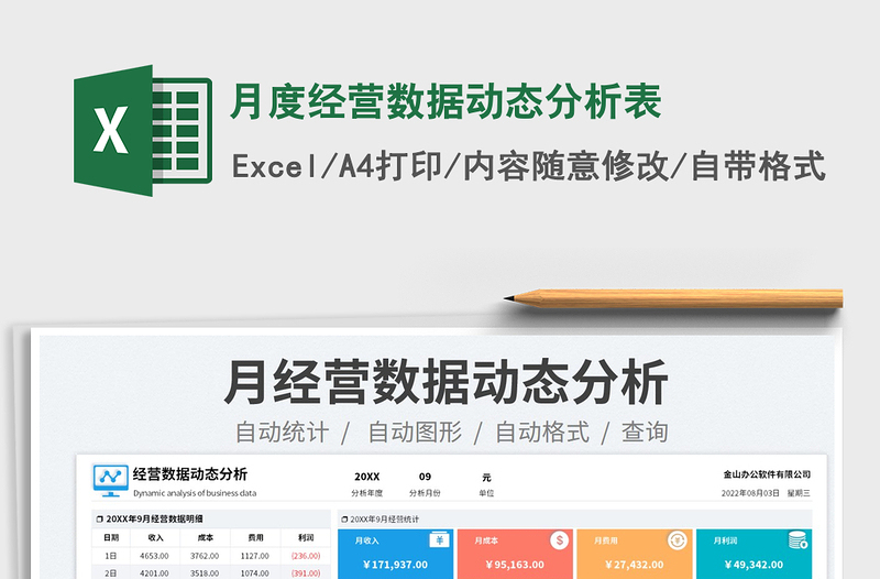 2025月度经营数据动态分析表免费下载