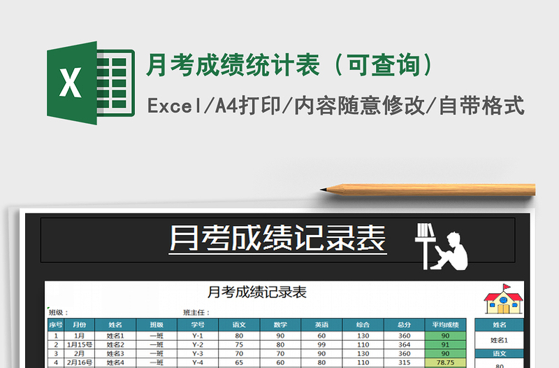 2025年月考成绩统计表（可查询）