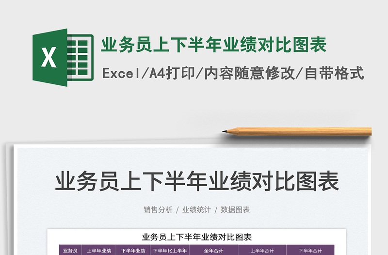 2025业务员上下半年业绩对比图表免费下载