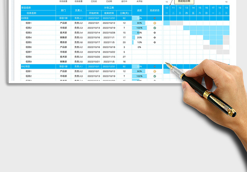 2025项目进度管理表-甘特图