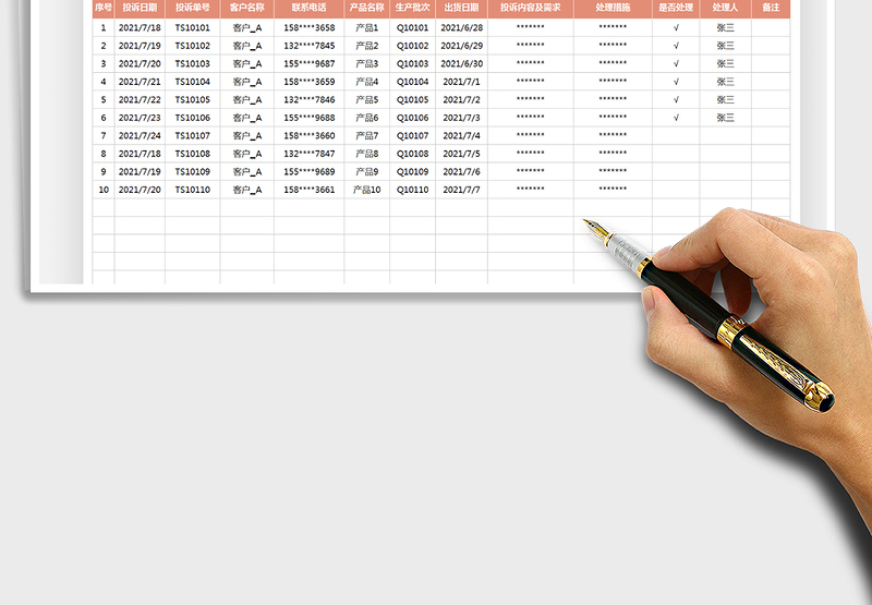 2025客户投诉处理记录表免费下载