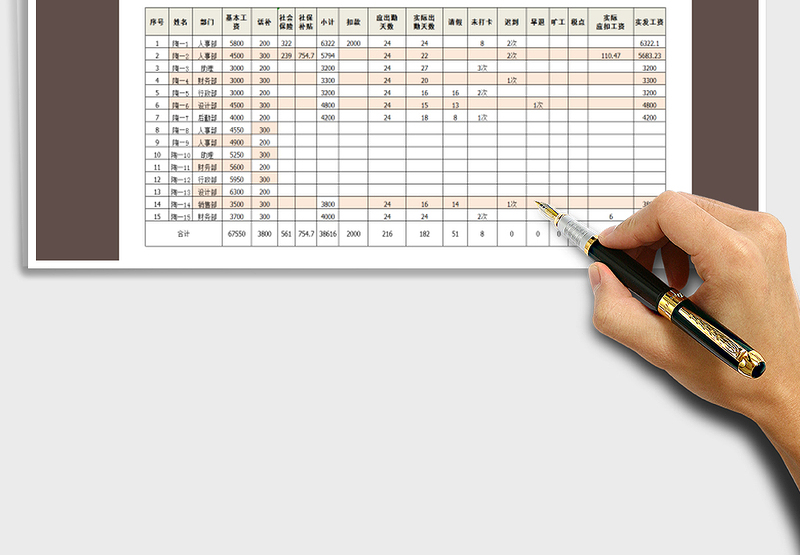 2025年工资考勤表