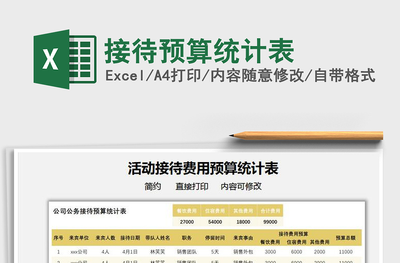 2025接待预算统计表免费下载