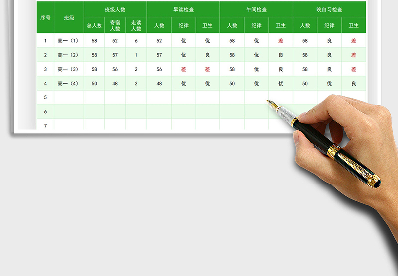 2025班级检查评分表免费下载
