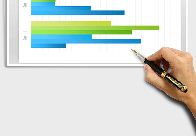 2025年蓝绿清新条形图免费下载