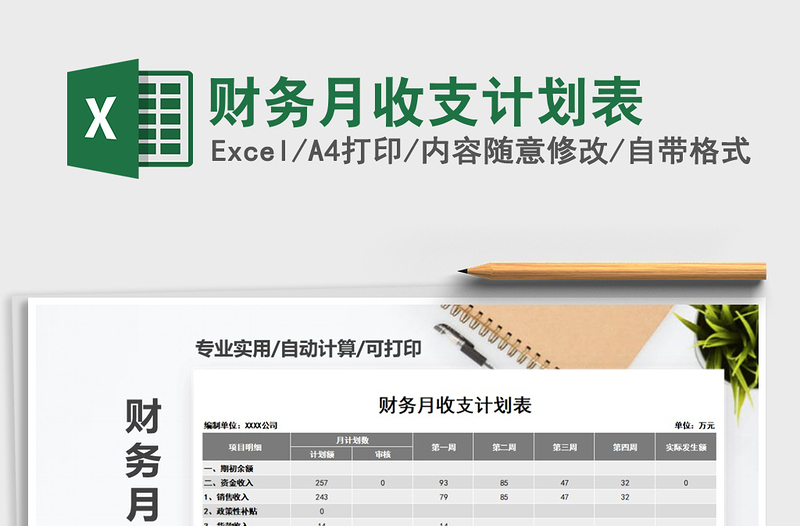 2025年财务月收支计划表