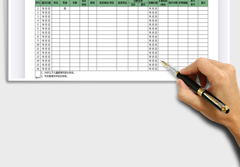 2025年学生门诊日志登记表