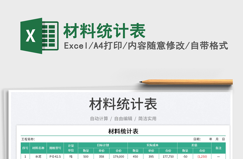 2025材料统计表免费下载