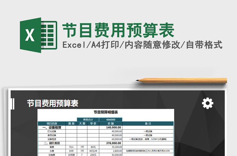 2025年节目费用预算表