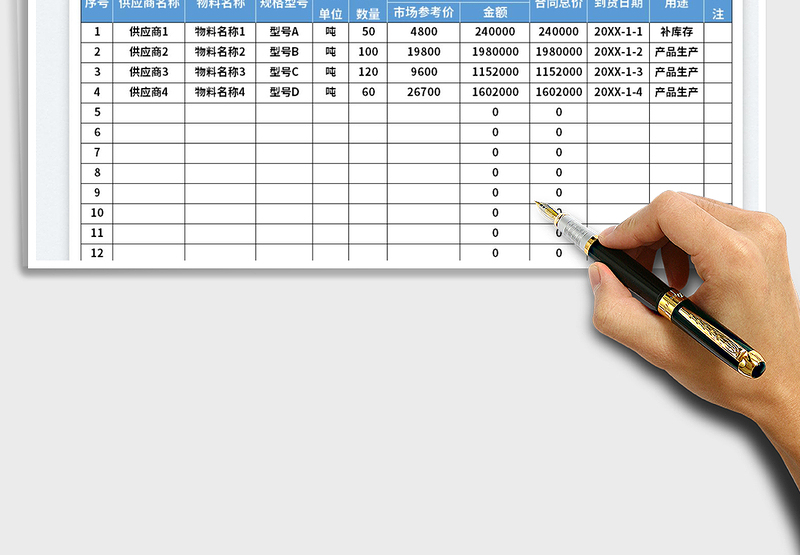 2025月度采购计划表免费下载