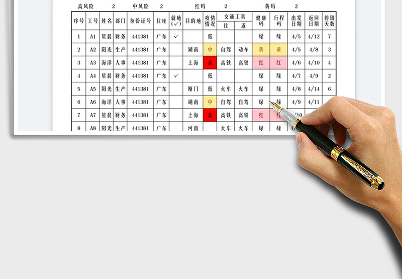 2025疫情防控公司行程统计登记表免费下载