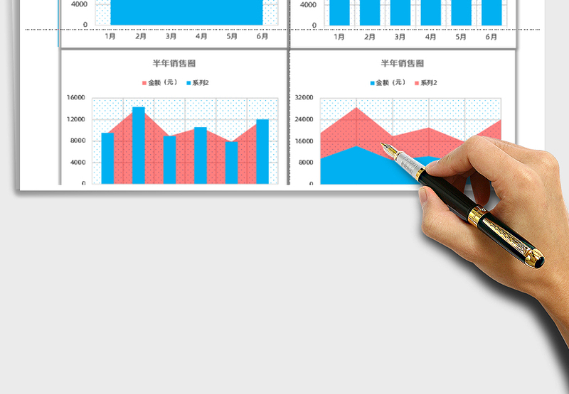 2025年商务红蓝组合图表