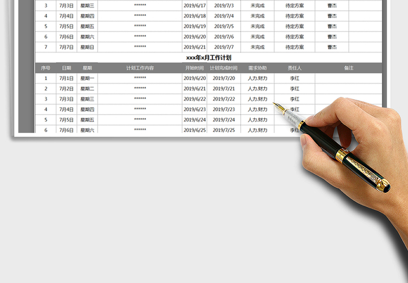 2025年周工作计划表