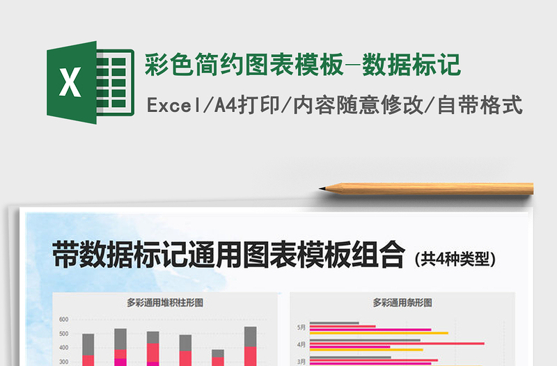 2025年彩色简约图表模板-数据标记