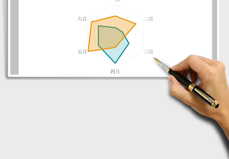 2025年橙绿对比商务简洁填充雷达图