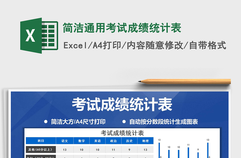 2025年简洁通用考试成绩统计表