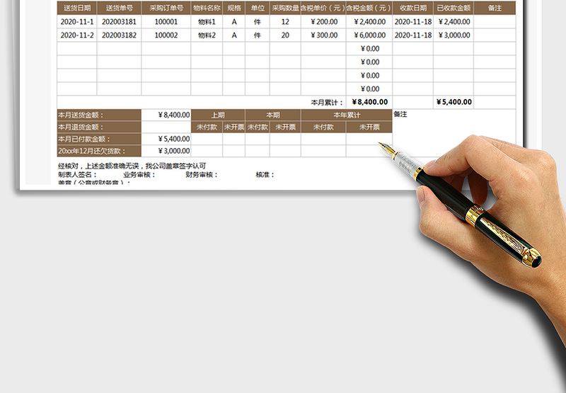 2025年对账单模板
