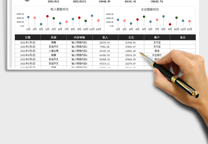 2025收支明细表-汇总统计免费下载