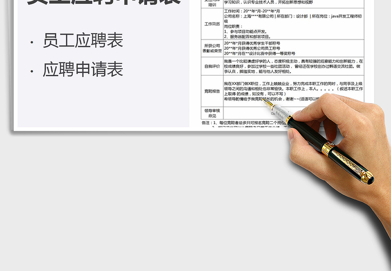 2025年员工应聘申请模板表
