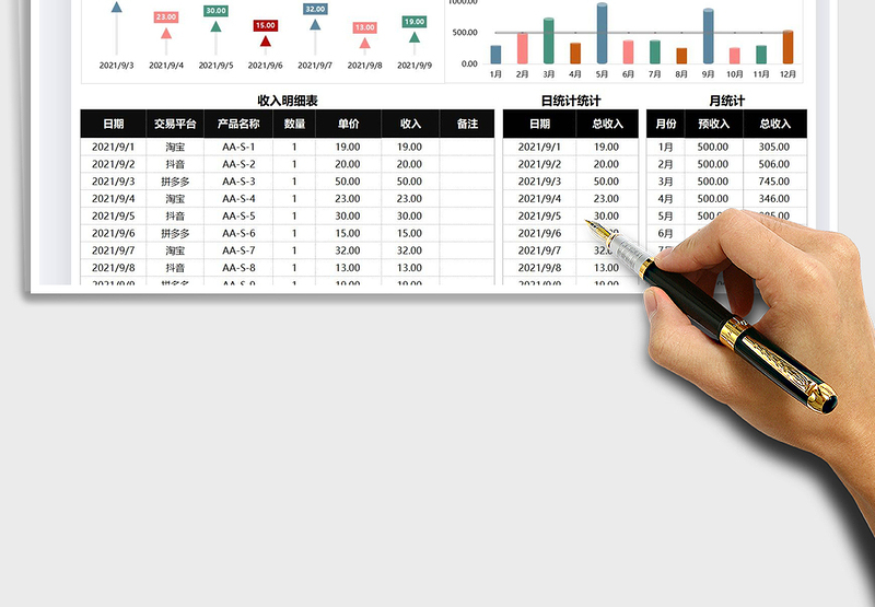 2025平台销售收入明细管理表免费下载