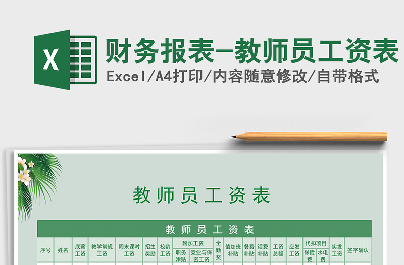 2025年财务报表-教师员工资表免费下载