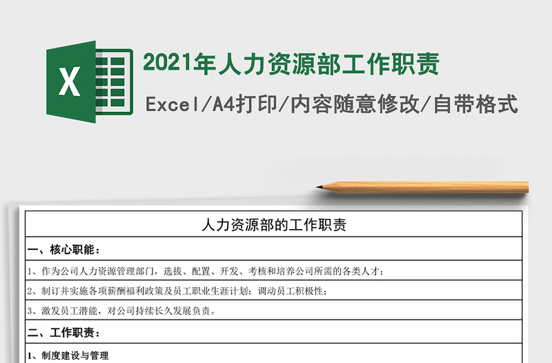 2025年人力资源部工作职责