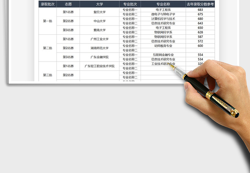 2025学生报考志愿模拟表免费下载