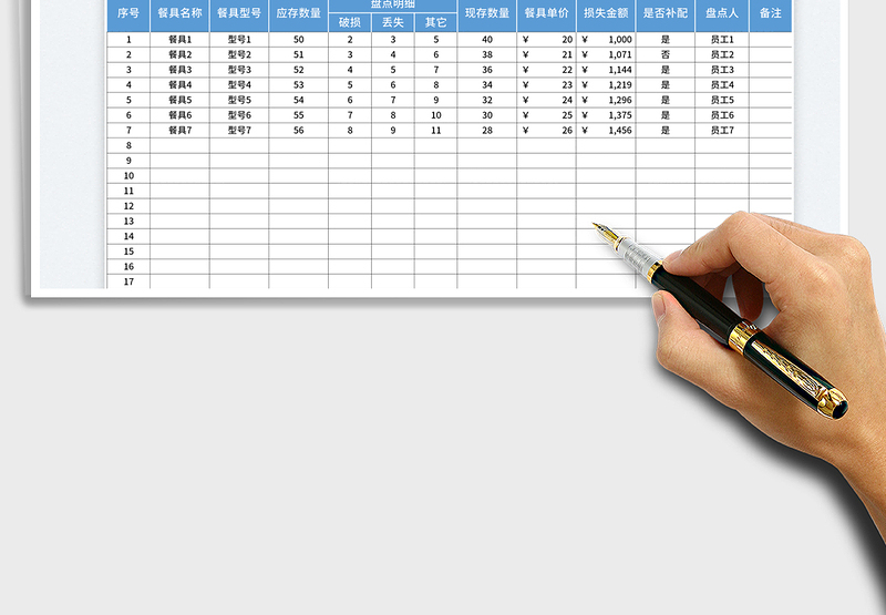 2025餐厅餐具盘点表免费下载