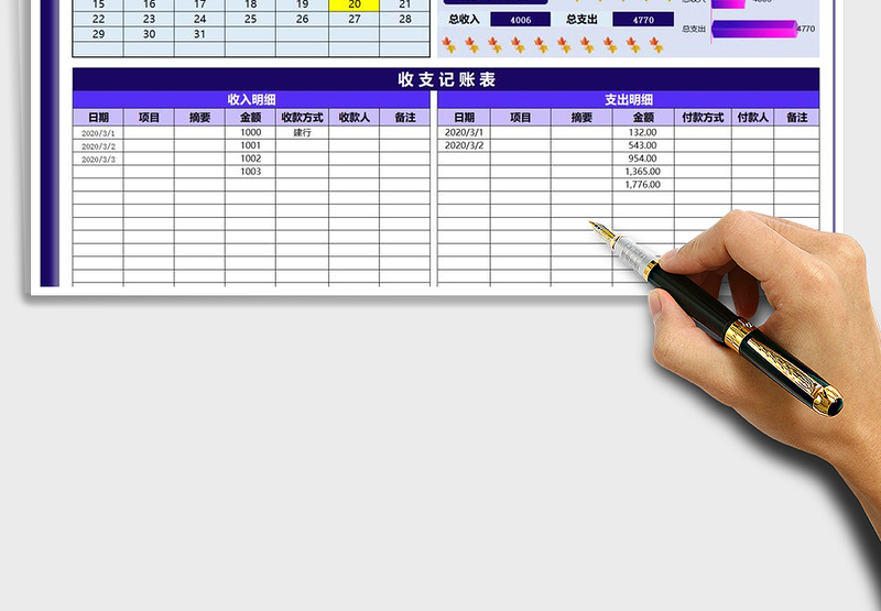 2025年财务报表-收支记账表（阶段查询