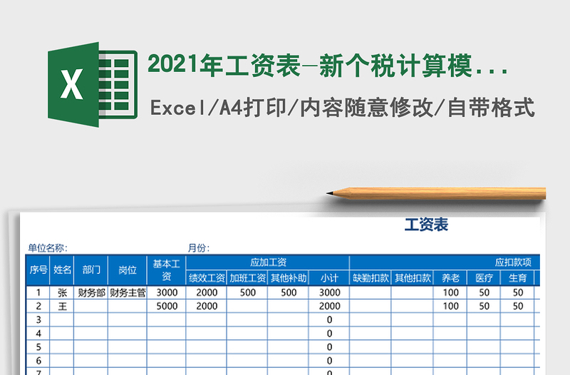 2025年工资表-新个税计算模板（）